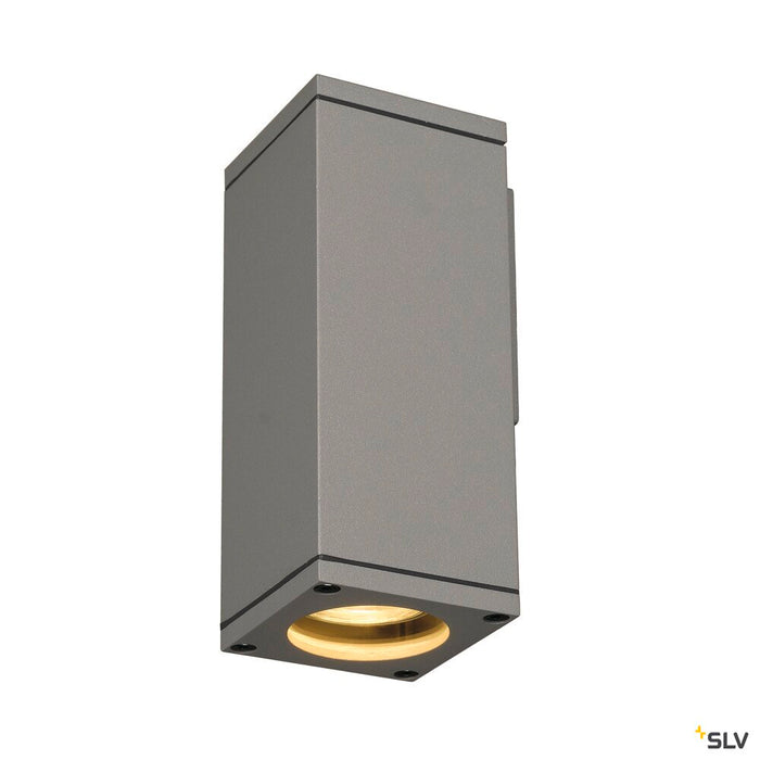 THEO WALL, outdoor wall light, QPAR51, square, silver-grey, max. 35W