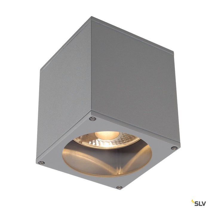 BIG THEO, outdoor ceiling light, QPAR111, IP44, square, silver-grey, max. 75W