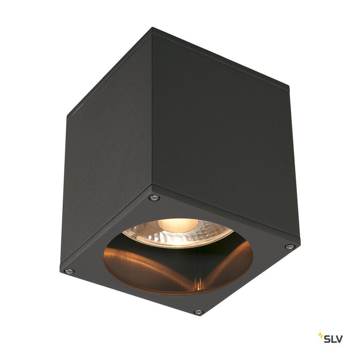 BIG THEO, outdoor ceiling light, QPAR111, IP44, square, anthracite, max. 75W