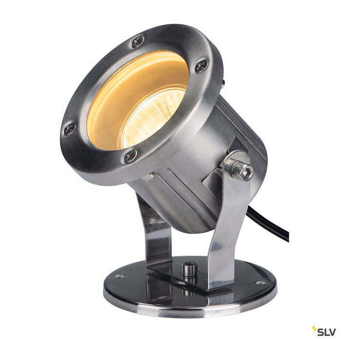 NAUTILUS, outdoor floodlight, QPAR51, stainless steel, max. 35W, incl. 1.5m cable