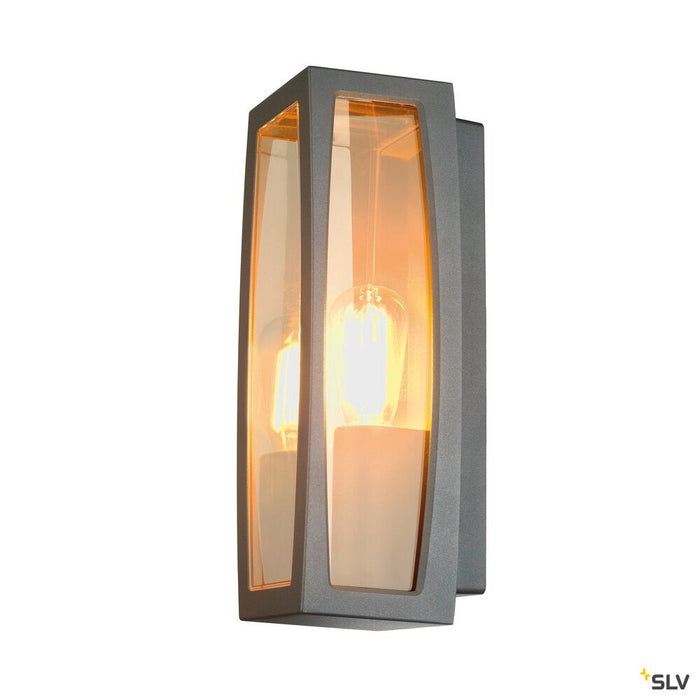 MERIDIAN BOX 2, outdoor wall light, TC-(D,H,T,Q)SE, anthracite, max. 25W, clear plastic