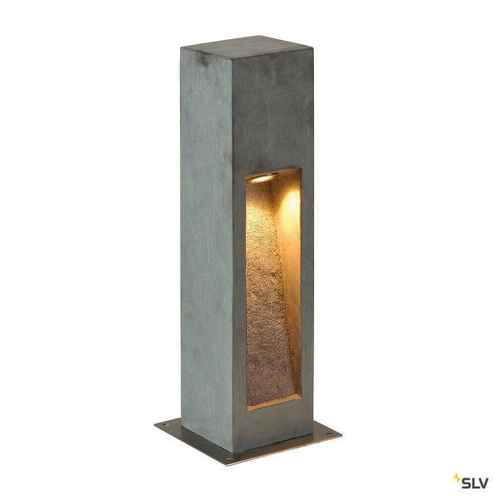 ARROCK STONE, outdoor floor stand, LED, 3000K, square, stone-grey, L/W/H 12/12/50 cm, max. 6W