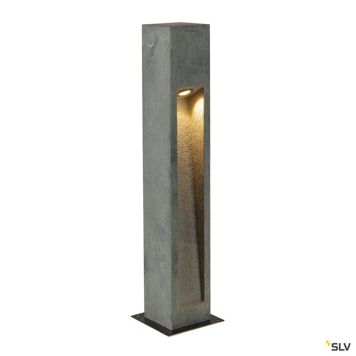 ARROCK STONE, outdoor floor stand, LED, 3000K, square, stone-grey, L/W/H 12/12/75 cm, max. 6W