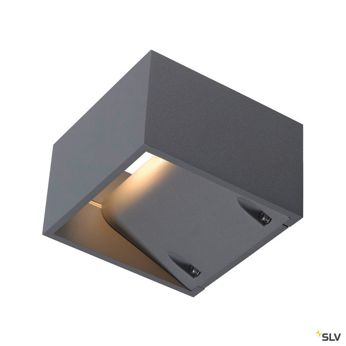 LOGS WALL, outdoor wall light, LED, 3000K, IP44, square, silver-grey, 8W