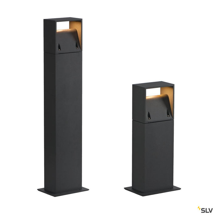 LOGS 40, outdoor floor stand, LED, 3000K, IP44, square, anthracite, L/W/H 13/8/39.5 cm, 8W