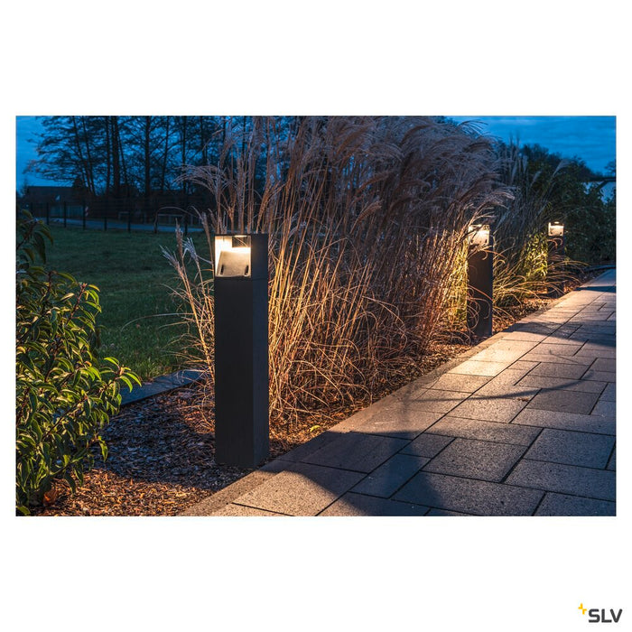 LOGS 70, outdoor floor stand, LED, 3000K, IP44, square, anthracite, L/W/H 13/8/69,5 cm, 8W