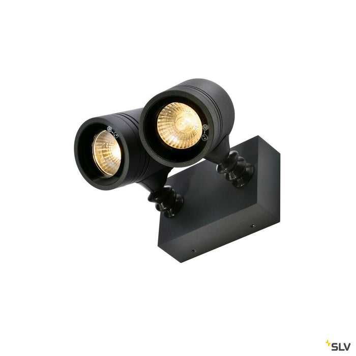 MYRA WALL, outdoor wall and ceiling light, double-headed, QPAR51, IP55, anthracite, max.100W