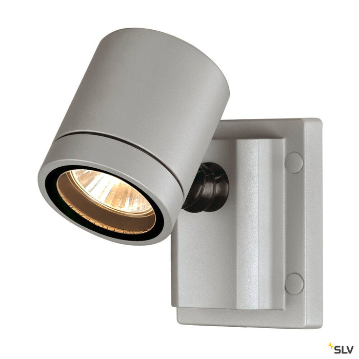MYRA WALL, outdoor wall and ceiling light, single-headed, QPAR51, IP55, silver-grey, max. 50W