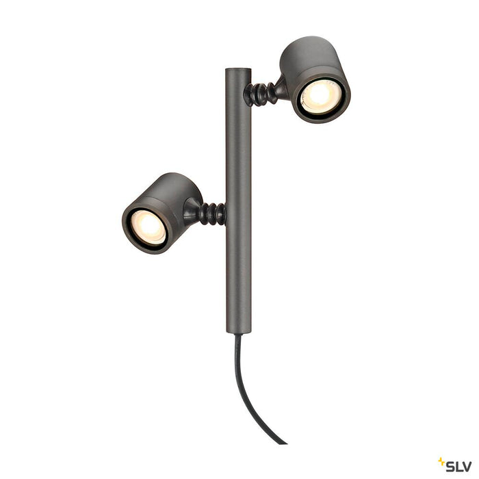 MYRA 2 , outdoor spike luminaire, double-headed, LED GU10 51mm, IP44, anthracite, 18 W