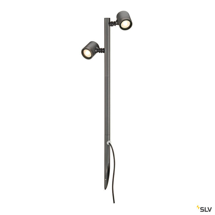 MYRA 2 , outdoor spike luminaire, double-headed, LED GU10 51mm, IP44, anthracite, 18 W