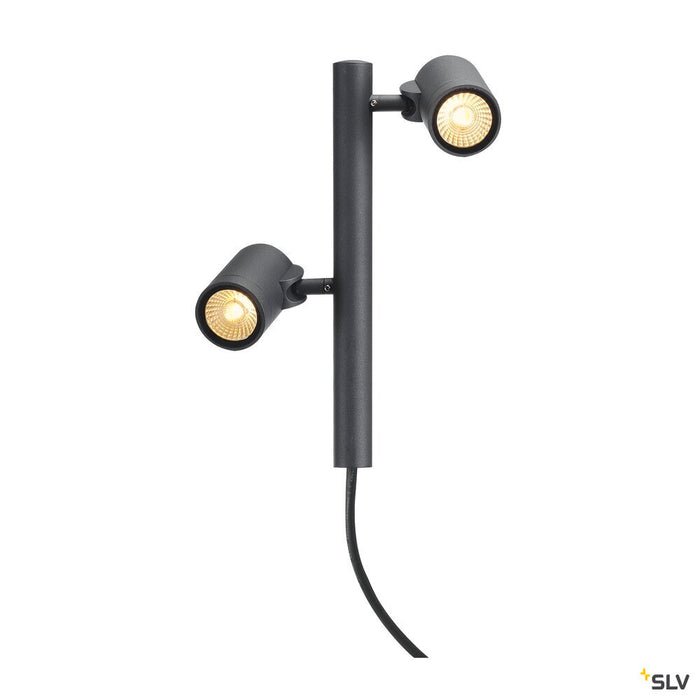 HELIA, outdoor floor stand, double-headed, LED, 3000K, IP55, anthracite, 16W, optional spike luminaire
