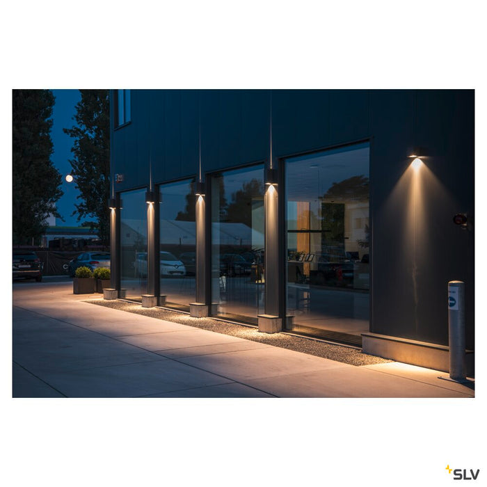 BIG THEO WALL, outdoor wall light, double-headed, LED, 3000K, Flood up/Beam down, silver-grey, W/H/D 13/29/13.5 cm