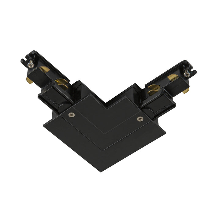 L-connector, for S-TRACK 3-phase mounting track, earth electrode left, black, DALI