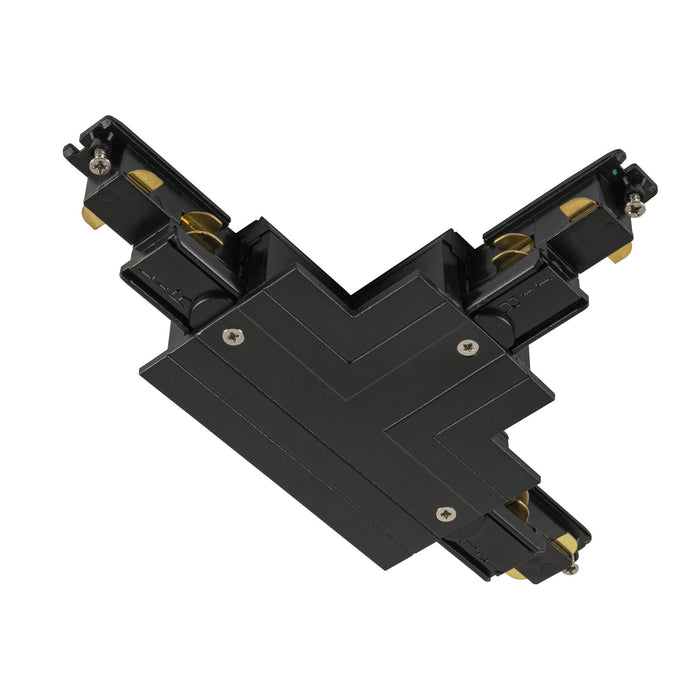T-connector, for S-TRACK 3-phase mounting track, earth electrode outside right, black, DALI