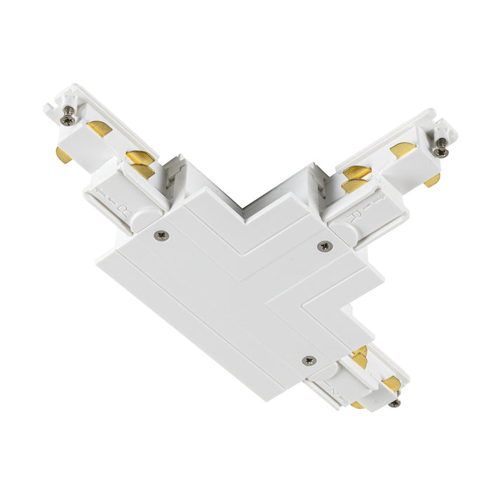 T-connector, for S-TRACK 3-phase mounting track, earth electrode outside right, white, DALI