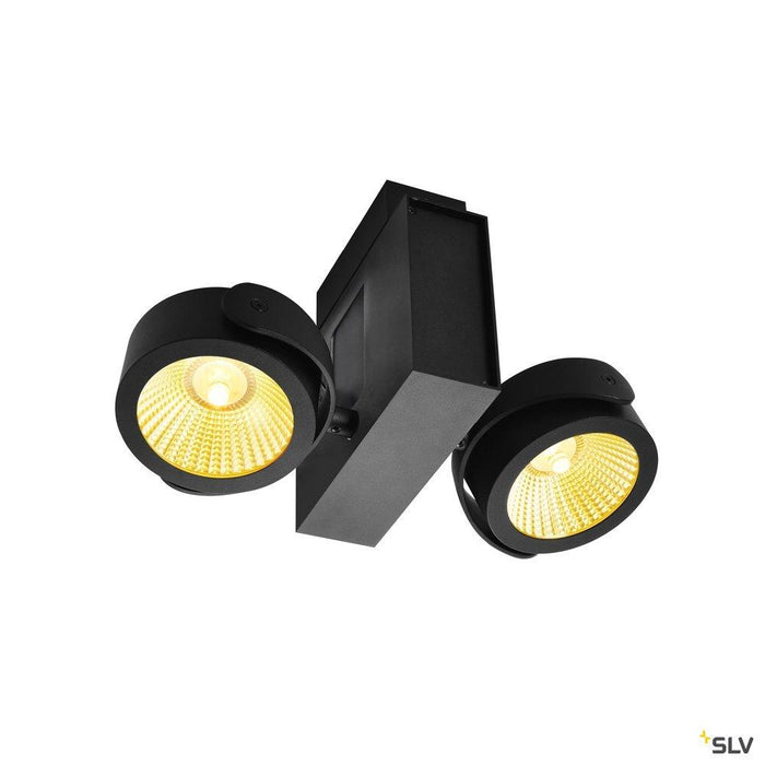 TEC KALU CW, LED Indoor surface-mounted wall and ceiling light, double, black, 24°, 3000K