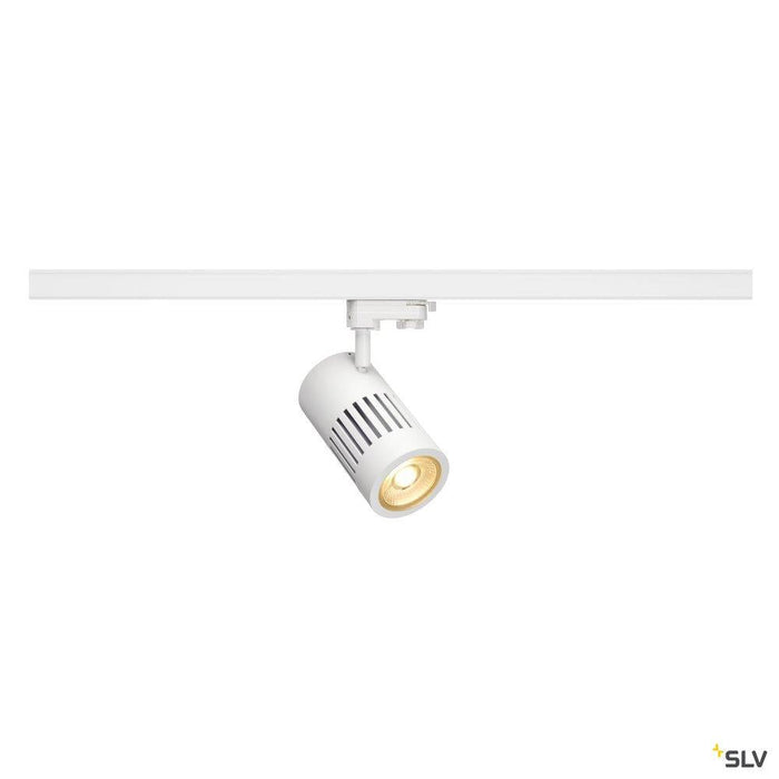 STRUCTEC LED spot for 3-circuit 240V track, 30W, 3000K, 36°, white, incl. 3-circuit adapter