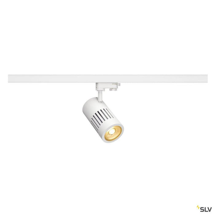 STRUCTEC LED spot for 3-circuit 240V track, 24W, 3000K, 36°, white, incl. 3-circuit adapter