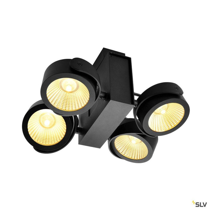 TEC KALU CW, LED Indoor surface-mounted wall and ceiling light, quad, black, 24°, 3000K