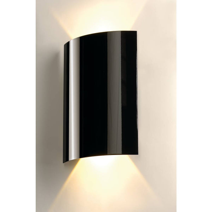 LED SAIL 2 wall light, semicircular, black, 2x 3W LED , 3000K