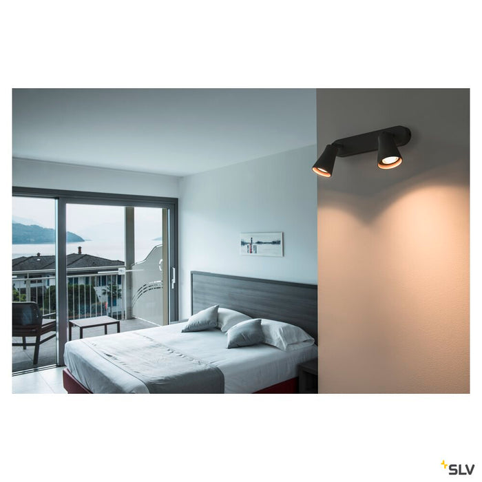 AVO CW Double, Indoor surface-mounted wall and ceiling light, QPAR51, black, max. 50W