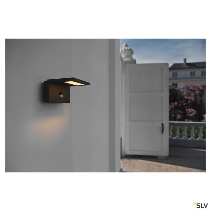 ANGOLUX SENSOR WL, LED Outdoor surface-mounted wall light, IP44, anthracite, 3000K