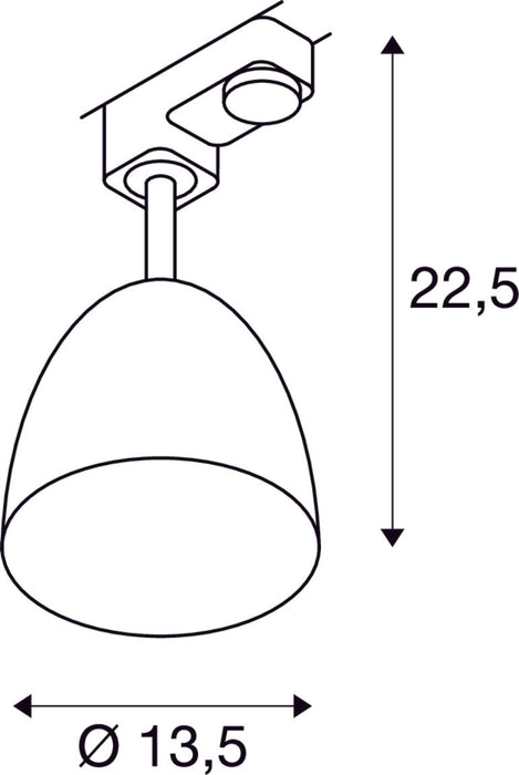 3~ PARA CONE 14 QPAR51, 3-circuit system luminaire, white/gold, incl. 3-circuit adapter