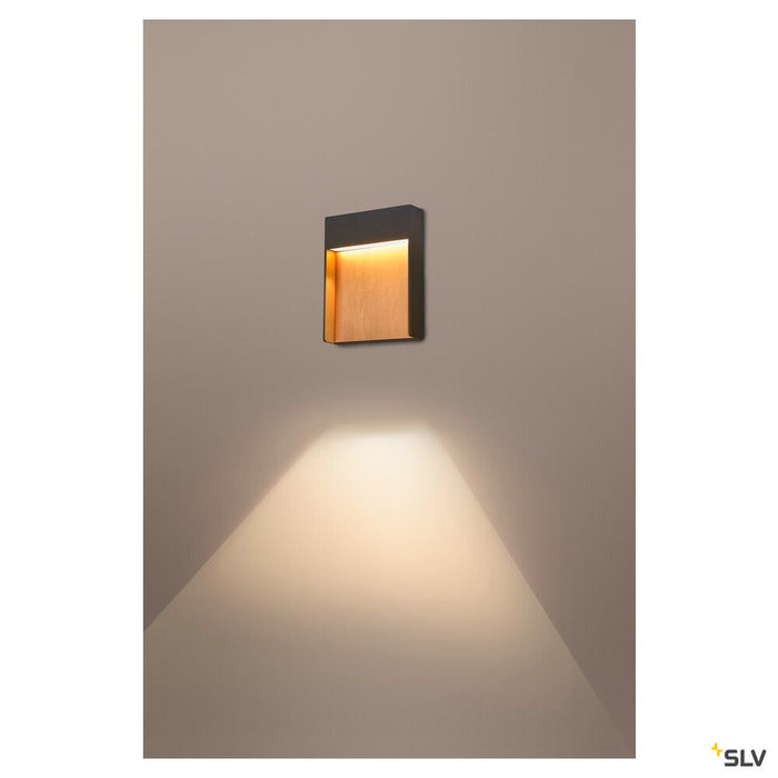 FLATT, Outdoor LED surface-mounted wall light 3000K IP65 anthracite/brown