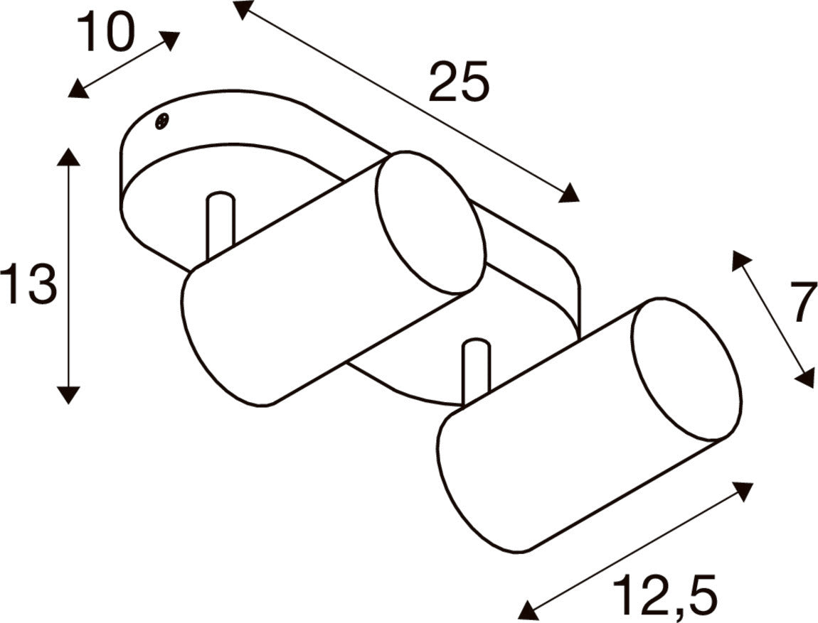 ASTO TUBE, ceiling-mounted light, cylindrical, GU10, 2x max. 10 W, white