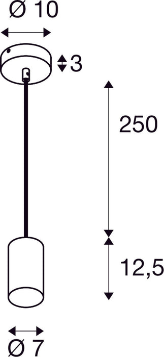 ASTO TUBE, pendant light, GU10, pendant length 250 cm, 1x max. 10 W, black