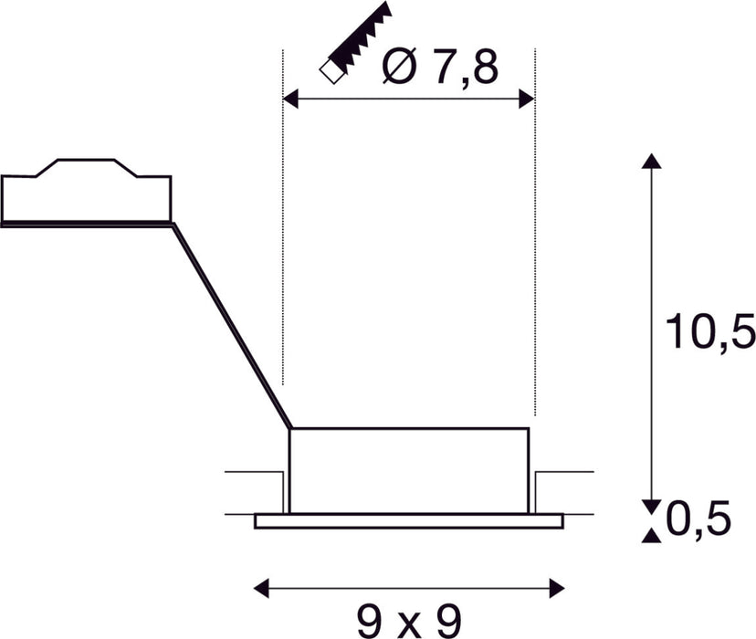 NEW TRIA 1 recessed fitting, single-headed, QPAR51, square, brushed aluminium, max. 50W, incl. clip springs