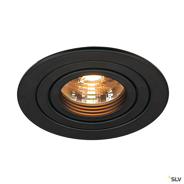 NEW TRIA 1 recessed fitting, single-headed, QPAR51, round, black, max. 50W, incl. clip springs