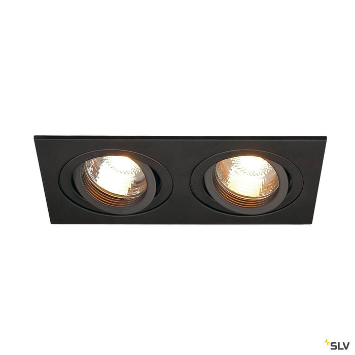 NEW TRIA 2 recessed fitting, double-headed, QPAR51, rectangular, black, max. 100W, incl. clip springs