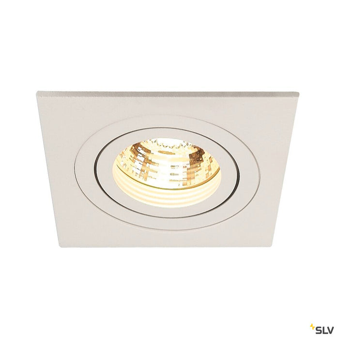 NEW TRIA 1 recessed fitting, single-headed, QPAR51, square, white, max. 50W, incl. clip springs