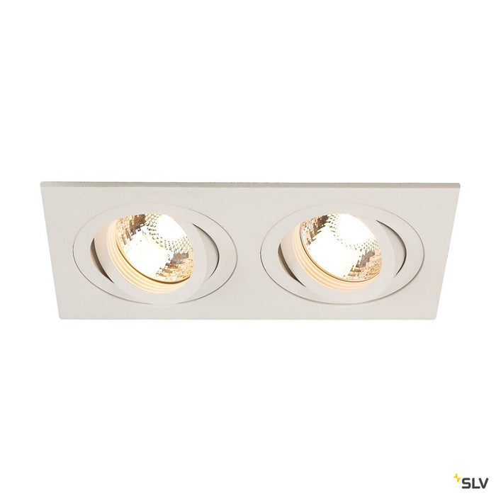 NEW TRIA 2 recessed fitting, double-headed, QPAR51, rectangular, white, max. 100W, incl. clip springs