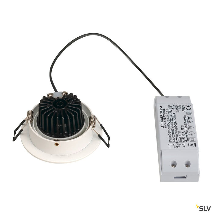 NEW TRIA 1 SET recessed fitting, LED, 3000K, round, white, 38°, 9.1W, incl. driver, clip springs