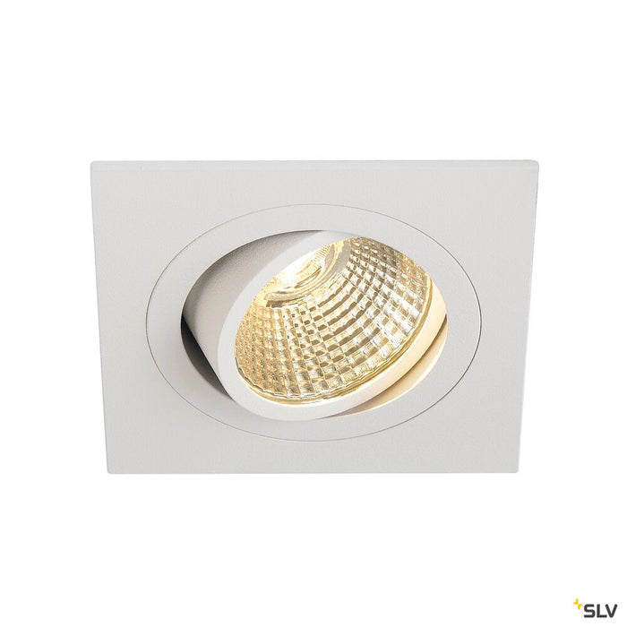 NEW TRIA 1 SET recessed fitting, single-headed LED, 3000K, square, white, 38°, 9.1W, incl. driver, clip springs