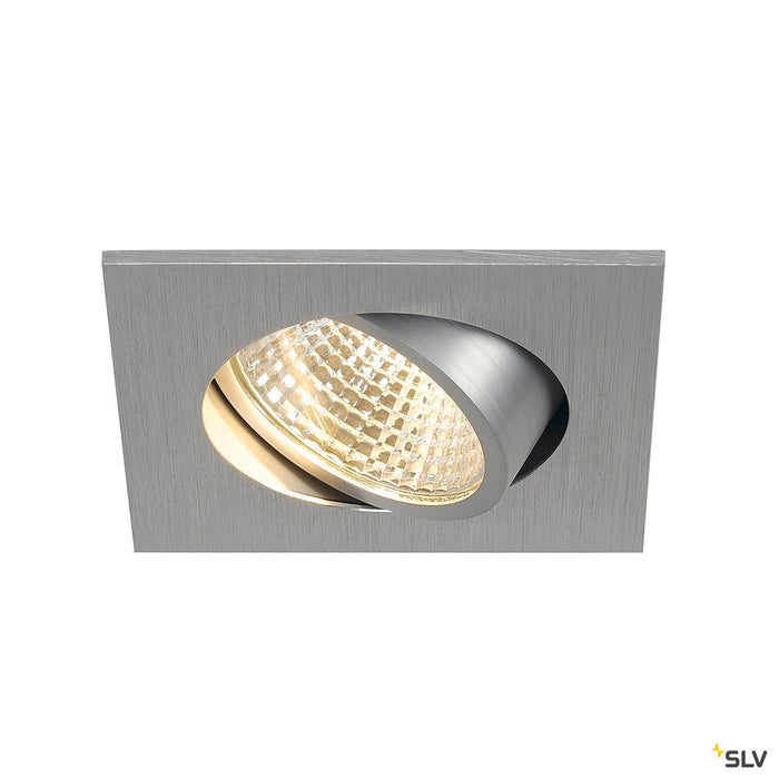NEW TRIA 1 SET recessed fitting, LED, 3000K, square, brushed aluminium, 38°, incl. driver, clip springs