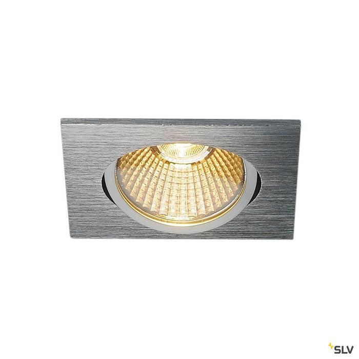 NEW TRIA 68 recessed fitting, LED, 3000K, square, brushed aluminium, 38°, 12W, incl. driver, clip springs