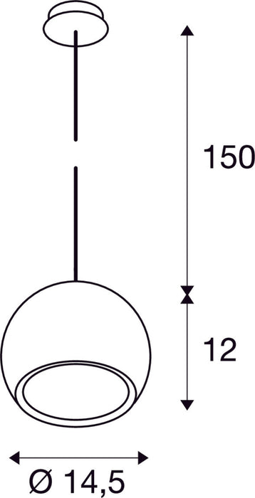 LIGHT EYE, pendant, QPAR111, chrome, black textile cable, chrome ceiling plate, max. 75W,