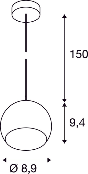 LIGHT EYE BALL, pendant, LED GU10, black/chrome, black textile cable, black/chrome ceiling plate, 5W