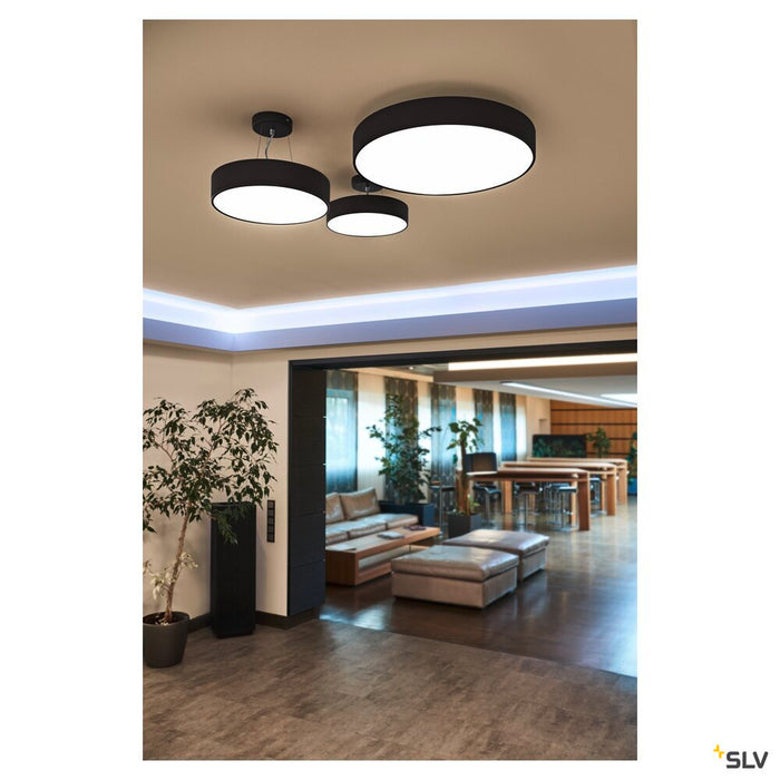MEDO 30 ceiling light, LED, 3000K, round, black, Ø 28 cm, can be converted to a pendant, 12W