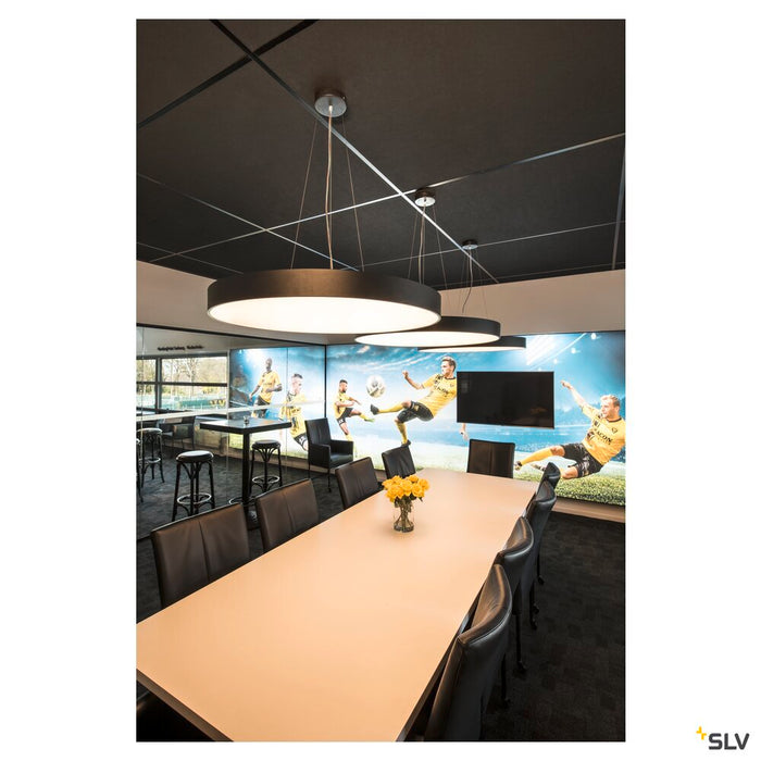 MEDO 90 ceiling light, LED, 3000K, round, black, Ø 90 cm, can be converted to a pendant, 120W