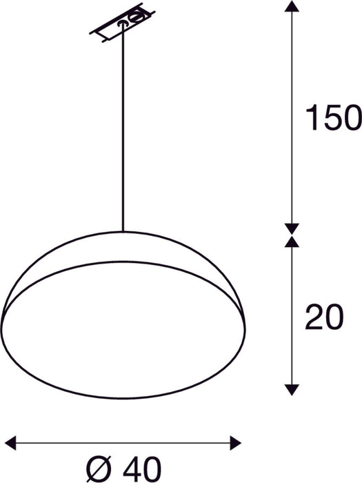 FORCHINI M pendant for 240V 1-phase track, TC-(D,H,T,Q)SE, round, black/gold, Ø 40 cm, incl. 1-phase adapter, black