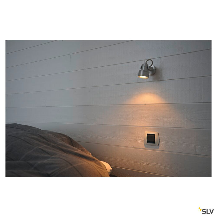 INDA, wall and ceiling light, spot, QPAR51, brushed aluminium, max. 50 W