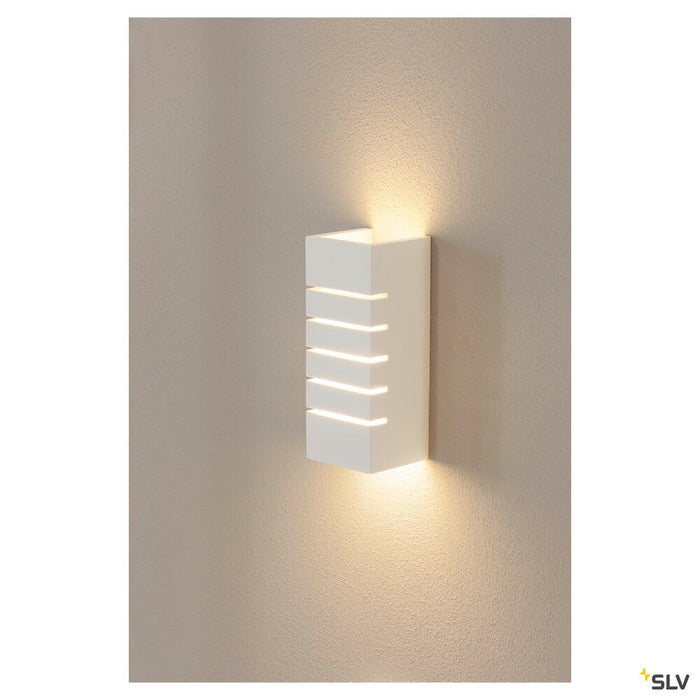 PLASTRA wall light, square, 100 Slot, white plaster, E14, max. 40 W