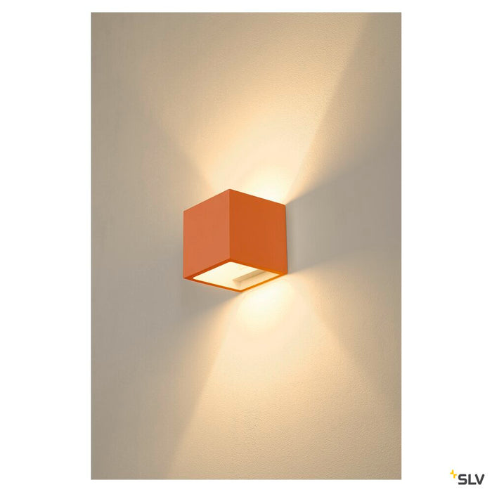 PLASTRA wall light, QPAR51, square, Cube, white plaster, max. 42 W