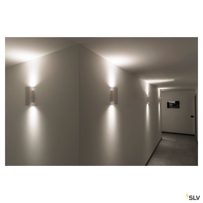 PLASTRA wall light, QPAR51, round, tube, white plaster, max. 70W