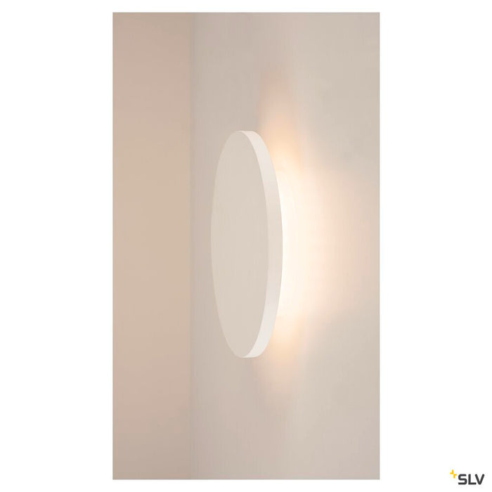 PLASTRA, wall light, LED, 3000K, round, white plaster, Ø 30cm