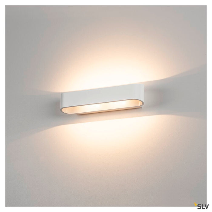 ASSO 300 wall light, LED, 3000K, oval, white, L/W/H 30/9.5/7 cm